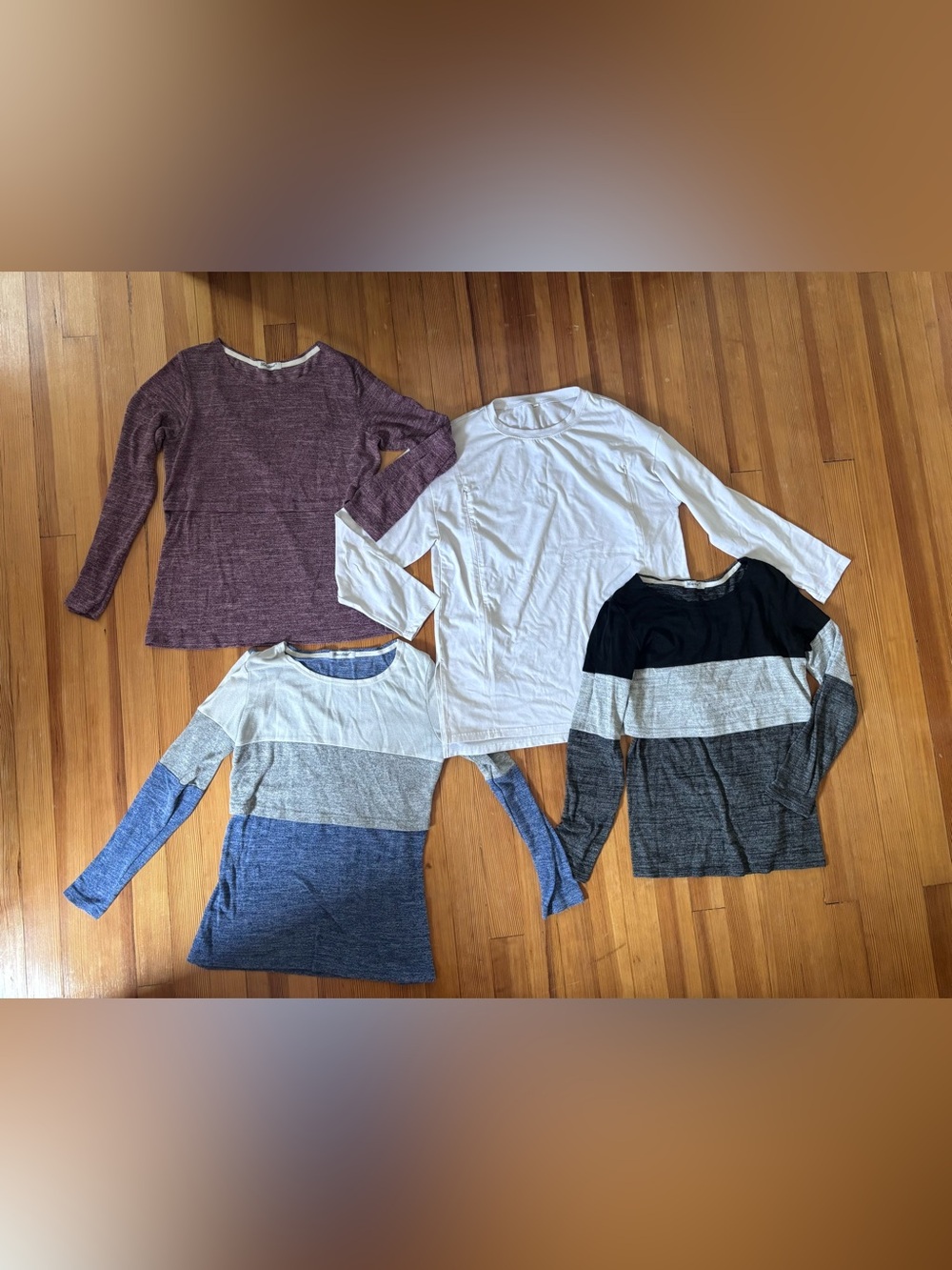 Maternity Nursing Long Sleeve Tops + Oversized Zip Nursing Top Size S